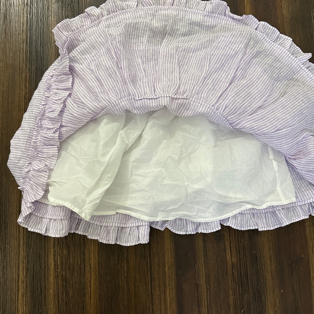 Hill House The Paz Skirt Lilac Stripe Purple Tiered Elastic Waist Size Small - Picture 5 of 9